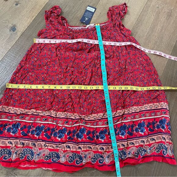 Anna-Kaci California Rustic Red Double Textured Tiered Floral Women'Dress, Sz S - Picture 9 of 11